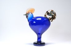 画像1: 北欧アートガラス/ビンテージガラス/Oiva Toikka/オイバ・トイッカ/iittala/イッタラ/Birds/バード/Juhlkukko/Rooster/ユフラクッコ/ルースター/ブルー (1)