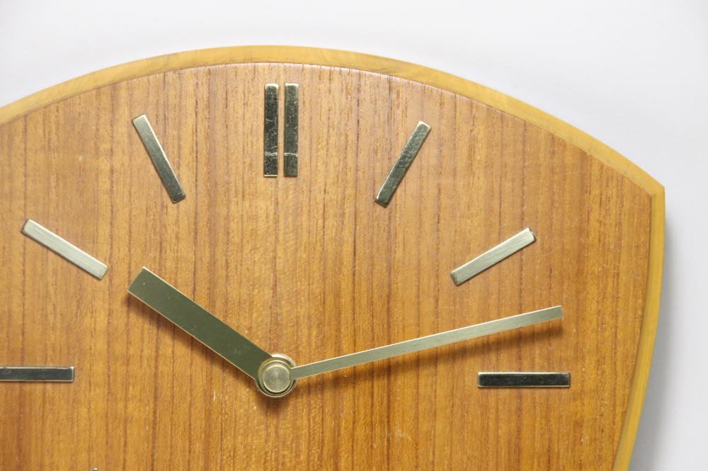 ヴィンテージ時計 チーク無垢 壁掛け時計 新品クロックムーブメント使用