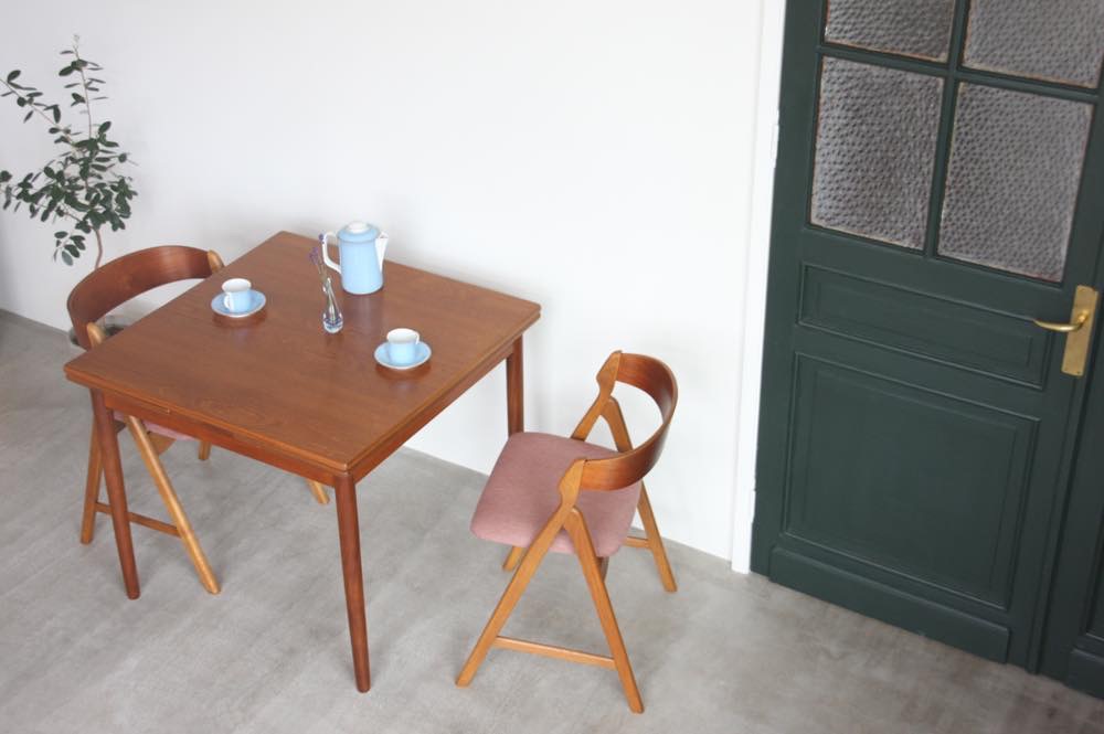 北欧ビンテージ家具/デンマーク製/正方形チークダイニングテーブル